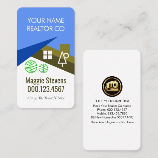 Carte De Visite Creative Roof Blue Sky Tree Landscape (Devant / Derrière)