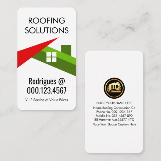 Carte De Visite Creative Rooftop Building Roofer (Devant / Derrière)
