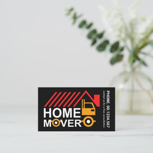 Carte De Visite Creative Rooftop Home Mover Camion (Debout devant)
