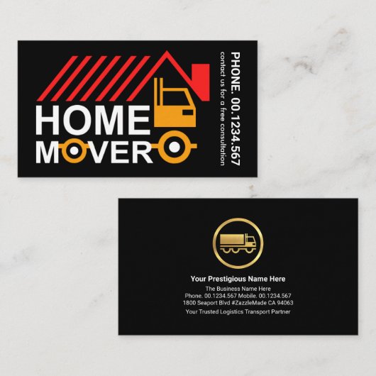 Carte De Visite Creative Rooftop Home Mover Camion (Devant / Derrière)