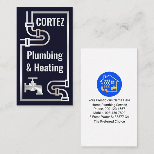 Carte De Visite Creative Silver Piping Faucet Frame (Devant / Derrière)