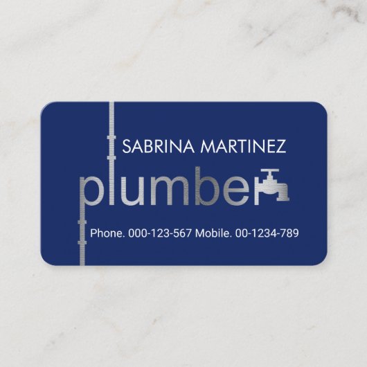 Carte De Visite Creative Silver Plumber Pipe System Plumbing Works (Devant)