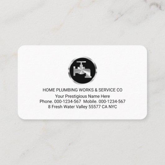 Carte De Visite Creative Silver Plumber Pipe System Plumbing Works (Dos)