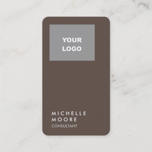 Carte De Visite Creative Simple Brown Grey Ajouter votre logo (Devant)