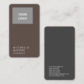 Carte De Visite Creative Simple Brown Grey Ajouter votre logo (Devant / Derrière)