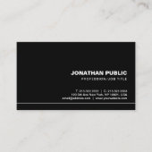 Carte De Visite Créative tendance Professionnel élégant Noir Plain (Devant)