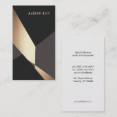 Carte De Visite Creative Unique Géométrique Noir et Or Abstrait (Devant / Derrière)