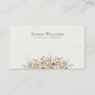 Carte De Visite Créatrice de Bijoux à Bordure de Fleurs Sauvages R