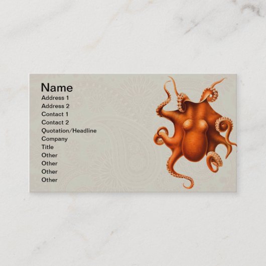 Carte De Visite Créature du monstre de la mer d'Octopus Cephalapod (Devant)