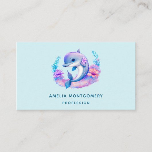Carte De Visite Créature Mer Dauphin Cute (Devant)