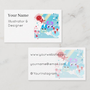 Carte De Visite Créatures Kawaii Sucrées dans un Ciel de Sucette