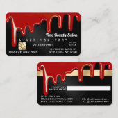 Carte De Visite Crédit Black Metallic Rouge Épais Déchets (Devant / Derrière)