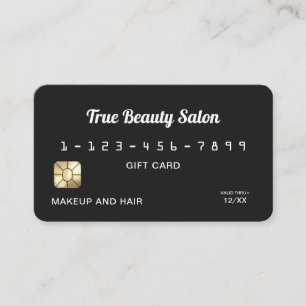 Carte De Visite Crédit-cadeau minimaliste Simple Noir Blanc Script