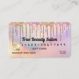 Carte De Visite Crédit cadeau Rainbow Holographic Parties scintill