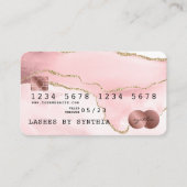 Carte De Visite Credit Card Styled Blush Pink Agate Rose Gold (Devant)