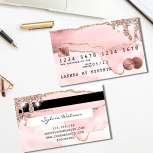 Carte De Visite Credit Card Styled Blush Pink Agate Rose Gold