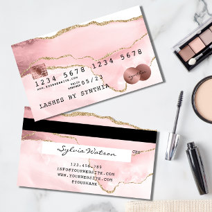 Carte De Visite Credit Card Styled Blush Pink Agate Rose Gold