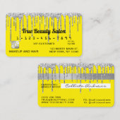 Carte De Visite Crédit Chic Neon Jaune Parties scintillant d'argen (Devant / Derrière)