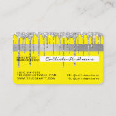 Carte De Visite Crédit Chic Neon Jaune Parties scintillant d'argen (Dos)