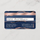 Carte De Visite Crédit de marbre d'âge or Rose bleu marine (Dos)