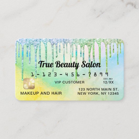 Carte De Visite Crédit Mermaid Green Parties scintillant Holograph (Devant)