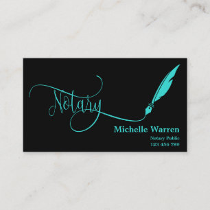 Carte De Visite crédit plume notaire signature turquoise