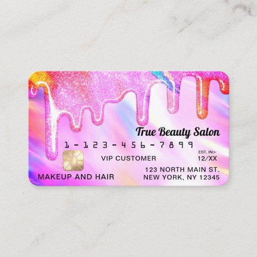 Carte De Visite Crédit pour Parties scintillant épaisse Holographi (Devant)