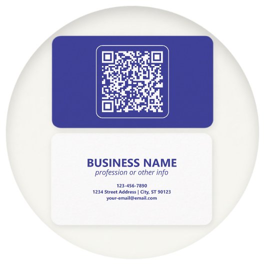Carte De Visite Créer un code QR analysable | Bleu foncé modifiabl