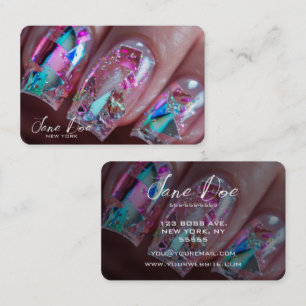 Carte De Visite Créez vos propres ongles holographiques roses