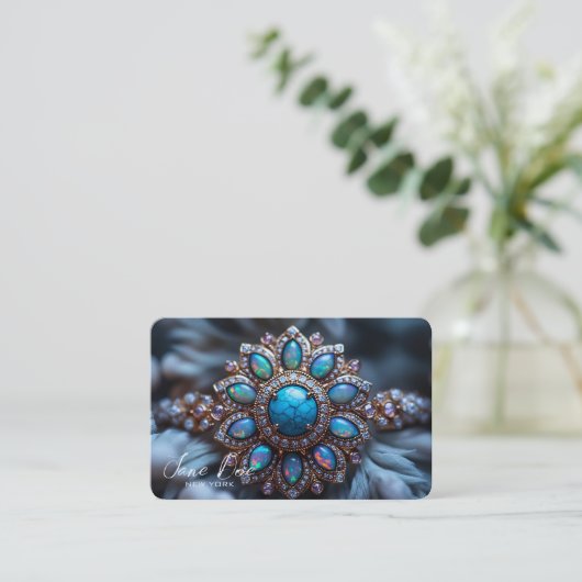 Carte De Visite Créez votre propre anneau Opal Turquoise (Debout devant)