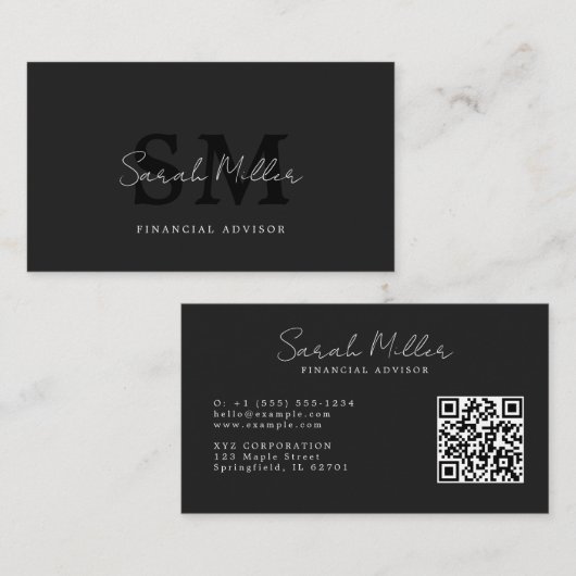 Carte De Visite Créez votre propre code QR noir (Devant / Derrière)