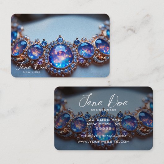 Carte De Visite Créez votre propre collier Opal Bleu (Devant / Derrière)