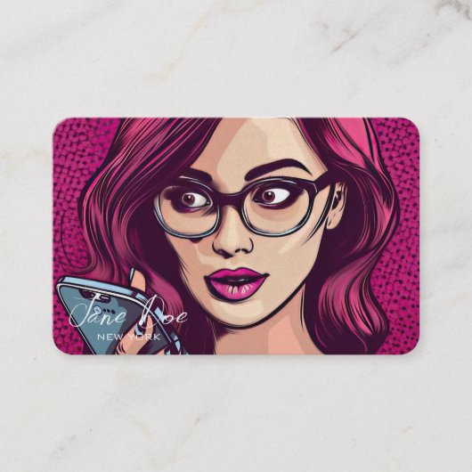 Carte De Visite Créez votre propre femme rétro dans les lunettes a (Devant)