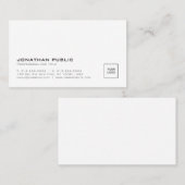 Carte De Visite Créez votre propre logo moderne Plain blanc élégan (Devant / Derrière)