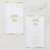 Carte De Visite Créez votre propre Marbre blanc élégant Gold Texte (Devant / Derrière)