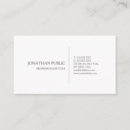 Carte De Visite Créez votre propre plaine élégante blanche et mode (Devant)