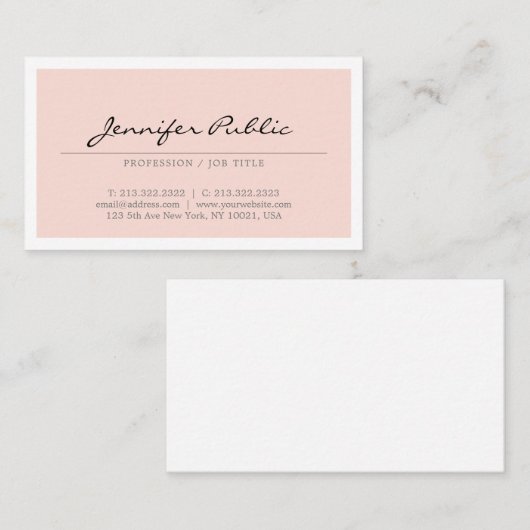 Carte De Visite Créez votre propre rose pâle moderne et élégant (Devant / Derrière)