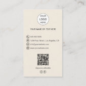 Carte de visite crème avec code QR pour boulangeri (Dos)