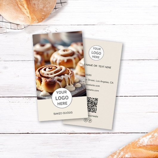 Carte de visite crème avec code QR pour boulangeri