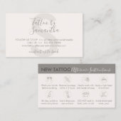 Carte De Visite Crème Beige Corps Art Instructions de soins postér (Devant / Derrière)