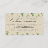 Carte De Visite Crème beige Vert Fleur mignonne Cactus (Dos)