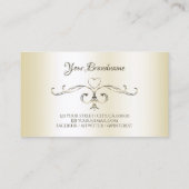 Carte De Visite Crème chatoyante Coins ornementaux Initiales (Dos)