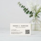 Carte De Visite Crème de code QR professionnel (Debout devant)