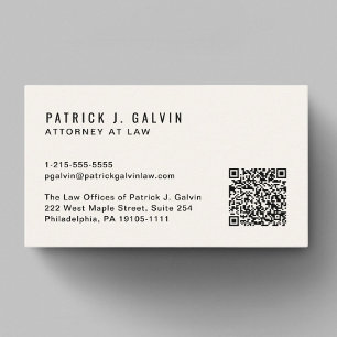 Carte De Visite Crème de code QR professionnelle minimale