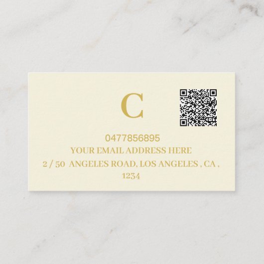 Carte De Visite Crème de code QR Simple Minimal Professionnel (Dos)