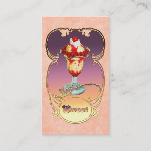 Carte De Visite Crème de glace de framboise Sundae (Devant)