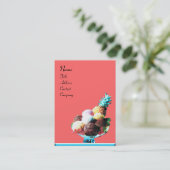 Carte De Visite CRÈME DE GLACE - MAGASIN DE DÉSERT, bleu rose noir (Debout devant)