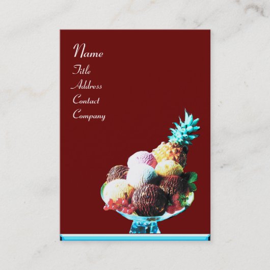 Carte De Visite CRÈME DE GLACE - MAGASIN DE DÉSERT, bleu rouge noi (Devant)