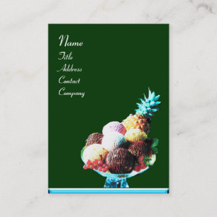 Carte De Visite CRÈME DE GLACE - MAGASIN DE DÉSERT, bleu rouge ver