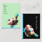 Carte De Visite CRÈME DE GLACE - MAGASIN DE DÉSERT, bleu rouge ver (Devant / Derrière)